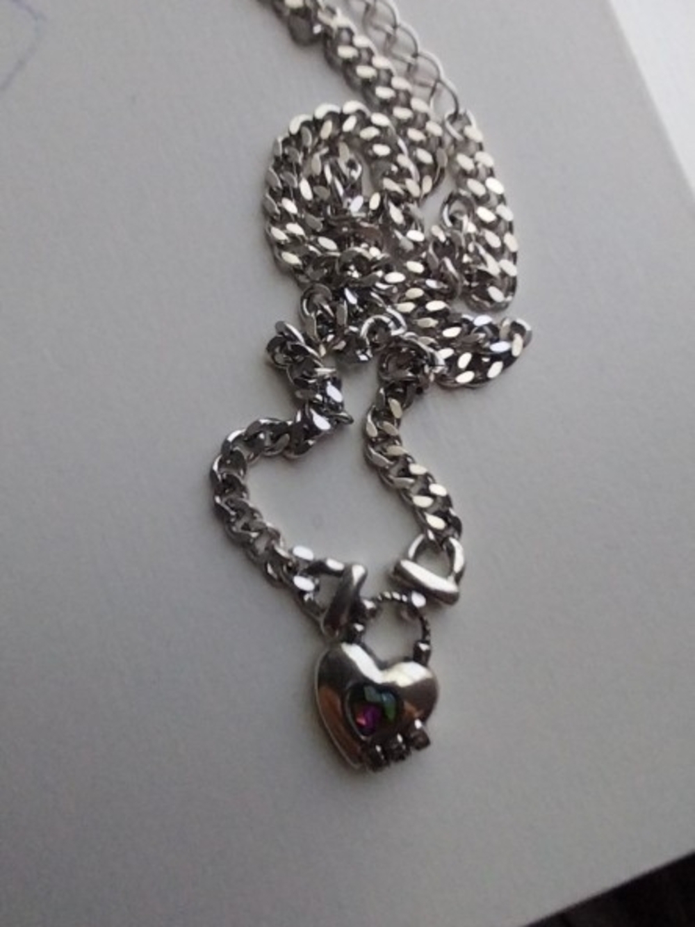 Silver Heart Padlock Pendant Necklace - Women's Jewelry